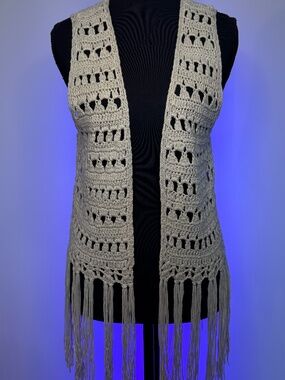 Umgee Crochet Fringe Vest Bundle (3 Colors) Boho Layering Set Size Medium